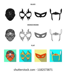Vector design of hero and mask sign. Collection of hero and superhero stock vector illustration.