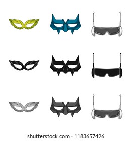 Vector design of hero and mask sign. Set of hero and superhero stock vector illustration.