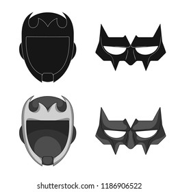 Vector design of hero and mask sign. Set of hero and superhero vector icon for stock.