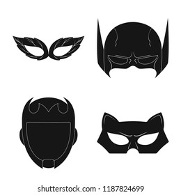 Vector design of hero and mask sign. Set of hero and superhero stock symbol for web.