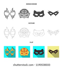 Vector design of hero and mask sign. Set of hero and superhero vector icon for stock.