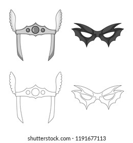 Vector design of hero and mask sign. Set of hero and superhero vector icon for stock.