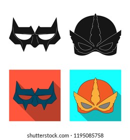 Vector design of hero and mask sign. Set of hero and superhero stock symbol for web.