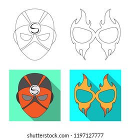 Vector design of hero and mask sign. Collection of hero and superhero stock vector illustration.