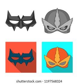Vector design of hero and mask sign. Collection of hero and superhero stock vector illustration.
