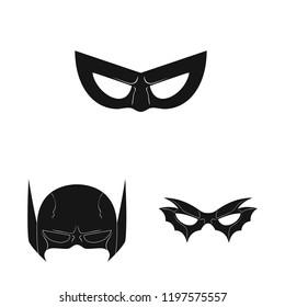 Vector design of hero and mask sign. Set of hero and superhero vector icon for stock.