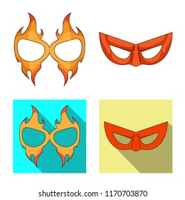 Vector design of hero and mask symbol. Set of hero and superhero stock vector illustration.