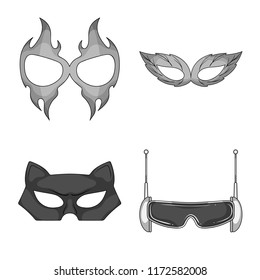 Vector design of hero and mask symbol. Set of hero and superhero stock vector illustration.