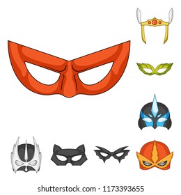 Vector design of hero and mask symbol. Set of hero and superhero stock vector illustration.