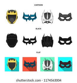 Vector design of hero and mask symbol. Set of hero and superhero stock symbol for web.