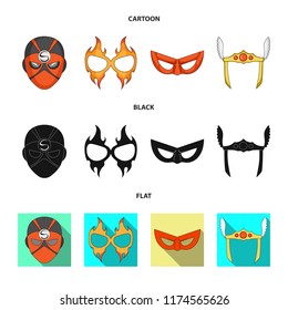 Vector design of hero and mask symbol. Set of hero and superhero stock vector illustration.