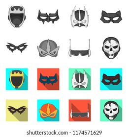 Vector design of hero and mask symbol. Collection of hero and superhero stock symbol for web.