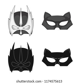 Vector design of hero and mask symbol. Set of hero and superhero stock symbol for web.