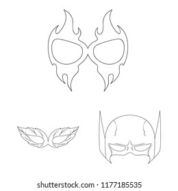 Vector design of hero and mask symbol. Collection of hero and superhero stock vector illustration.