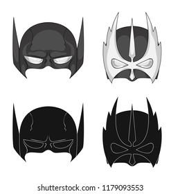 Vector design of hero and mask symbol. Collection of hero and superhero stock symbol for web.