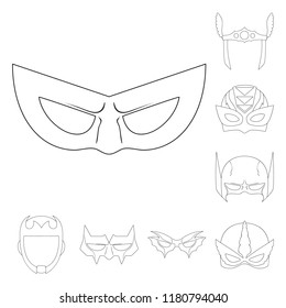 Vector Design Of Hero And Mask Symbol. Collection Of Hero And Superhero Vector Icon For Stock.