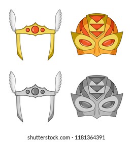 Vector design of hero and mask symbol. Collection of hero and superhero vector icon for stock.