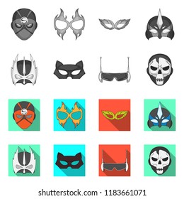 Vector design of hero and mask symbol. Set of hero and superhero vector icon for stock.