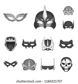 Vector design of hero and mask symbol. Collection of hero and superhero vector icon for stock.
