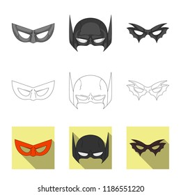 Vector design of hero and mask symbol. Set of hero and superhero stock symbol for web.