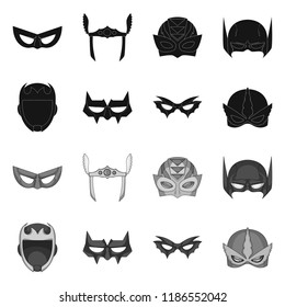 Vector design of hero and mask symbol. Collection of hero and superhero stock vector illustration.