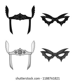 Vector design of hero and mask symbol. Collection of hero and superhero stock vector illustration.