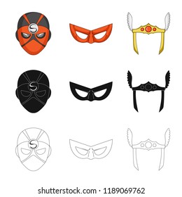 Vector design of hero and mask symbol. Set of hero and superhero vector icon for stock.