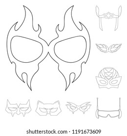 Vector design of hero and mask symbol. Set of hero and superhero stock vector illustration.