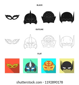 Vector design of hero and mask symbol. Collection of hero and superhero stock symbol for web.