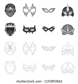 Vector design of hero and mask symbol. Collection of hero and superhero vector icon for stock.