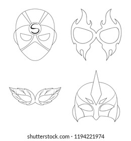 Vector design of hero and mask symbol. Collection of hero and superhero stock symbol for web.