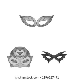 Vector design of hero and mask symbol. Set of hero and superhero stock vector illustration.