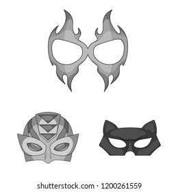 Vector design of hero and mask symbol. Set of hero and superhero stock symbol for web.