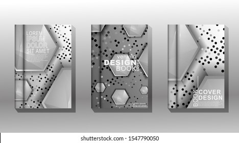 vector design hexagon shape template overlap, collection cover book, brochure, etc