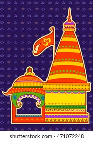 Vector design of hindu temple in Indian art style