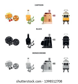 Vector design of  and historic icon. Set of  and country stock vector illustration.