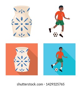 Vector design of and historic icon. Set of and country stock vector illustration.