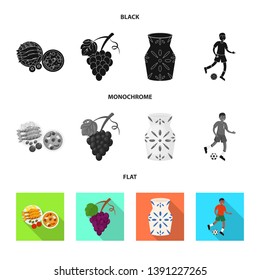Vector design of  and historic logo. Collection of  and country stock vector illustration.