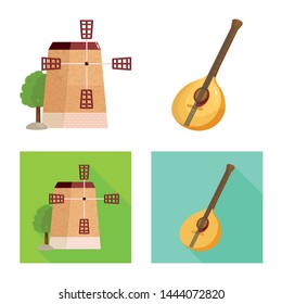 Vector design of and historic logo. Collection of and country vector icon for stock.