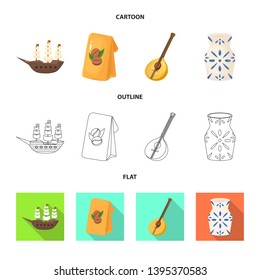 Vector design of  and historic sign. Collection of  and country stock vector illustration.