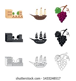 Vector design of and historic sign. Collection of and country vector icon for stock.