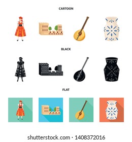 Vector design of  and historic symbol. Collection of  and country stock vector illustration.