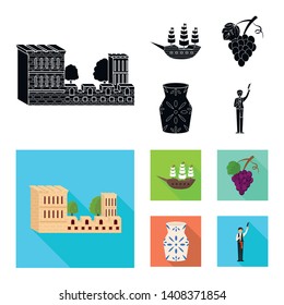 Vector design of  and historic symbol. Set of  and country vector icon for stock.