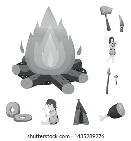 Vector design of history and era logo. Set of history and neolithic stock symbol for web.