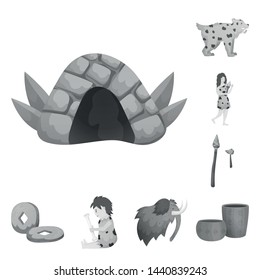 Vector design of history and era symbol. Collection of history and neolithic vector icon for stock.