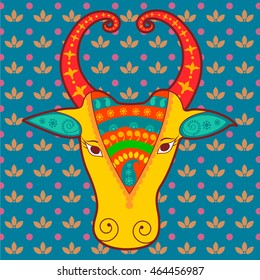 Vector design of Holy Cow in Indian art style