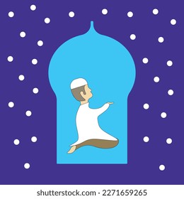 Vektordesign mit heiligen Monat des ramadan Thema. Darstellung einer betenden Person