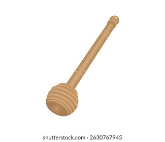 vector design of a honey spoon tool made of brown wood with a stick or stalk shape