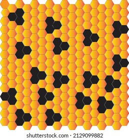 Vector design of honeycombs in yellow and black colors.