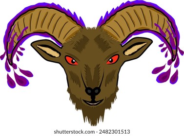 vector design of horned male goat head